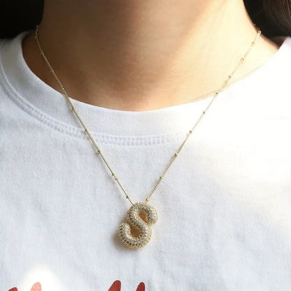 Náhrdelník s počátečním písmenem ve stylu bubliny | Zlato