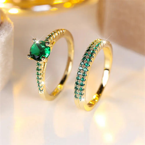 Serena Emerald Duo Prstenová Sada | Zlato