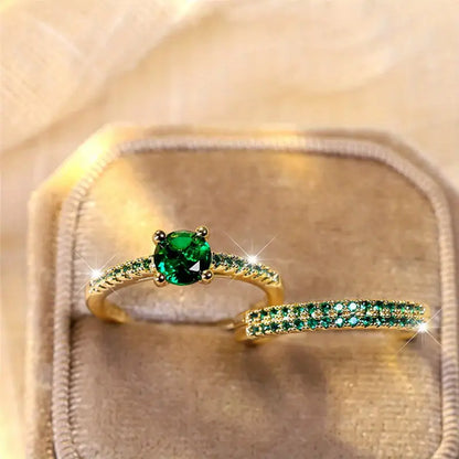 Serena Emerald Duo Ring Set | Zlato