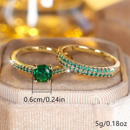 Serena Emerald Duo Ring Set | Zlato
