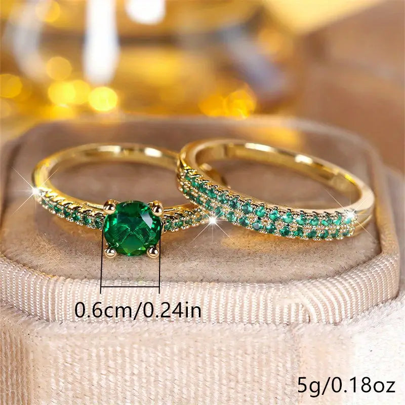 Serena Emerald Duo Prstenová Sada | Zlato
