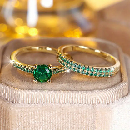 Serena Emerald Duo Ring Set | Zlato