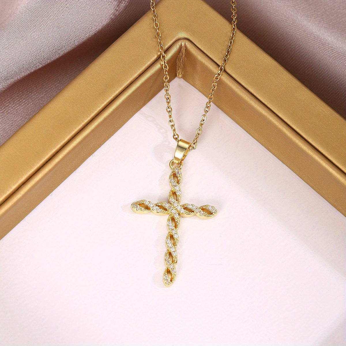 Náhrdelník Crystal Twist Cross | Zlato