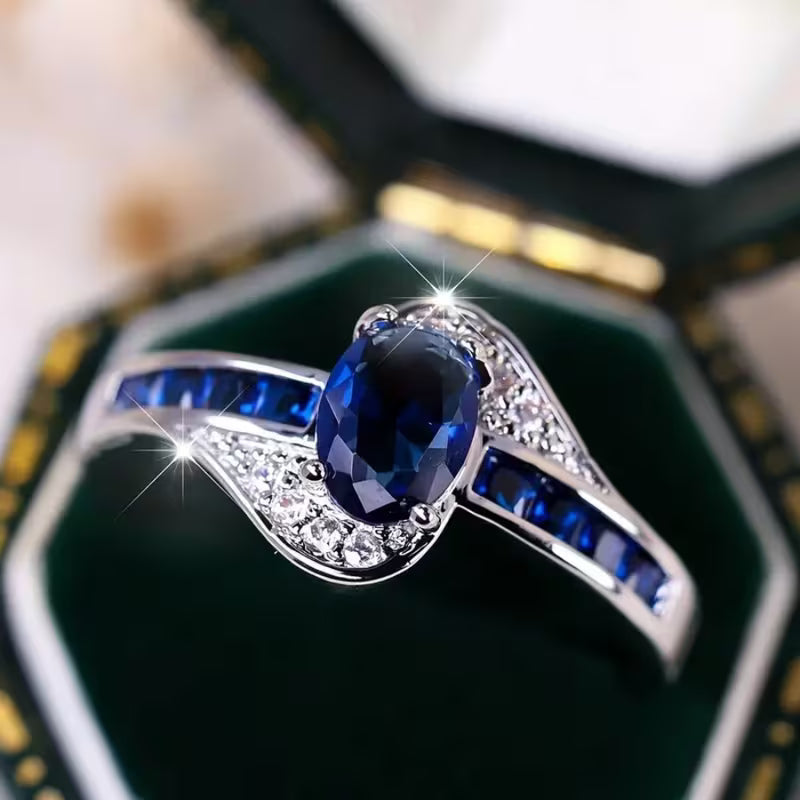 Sapphire Flow Ring | Bílý zlato