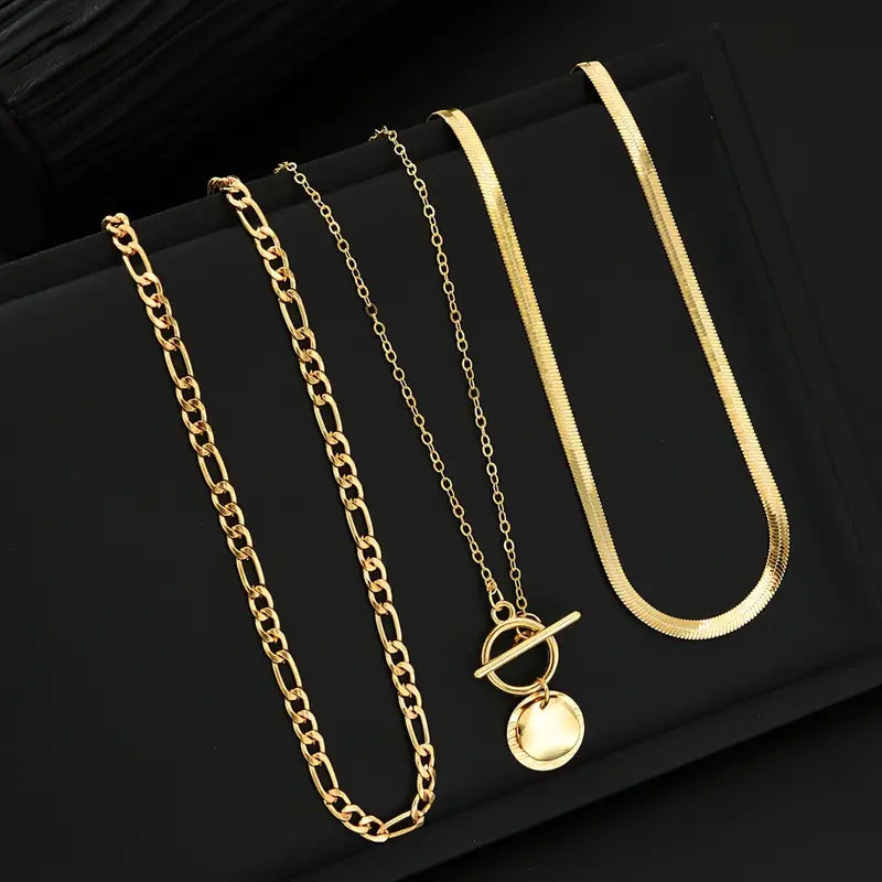 Savira Textured Coin Layered Necklace | Zlato