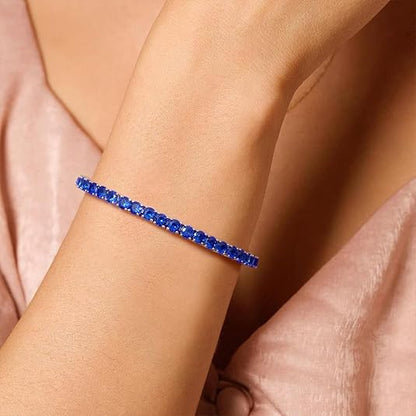 Sapphire Tennis Náramek | Bílé Zlato