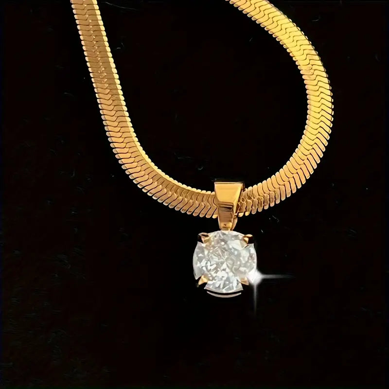 Elegantní náhrdelník s rhinestony | Zlato