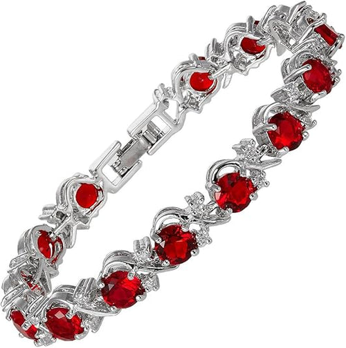 Tenisový náramek Ruby Vine | Bílé zlato