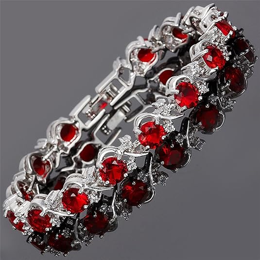 Tennis náramek Ruby Vine | Bílé zlato