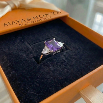 Prsten Trinity Amethyst | Bílé zlato