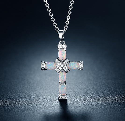 Lumen Opal Křížový Náhrdelník | Zlato