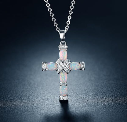Lumen Opal Křížový Náhrdelník | Zlato