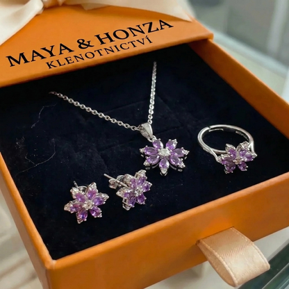 Sada šperků Amethyst Bloom | Bílé zlato