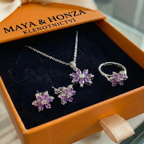 Sada šperků Amethyst Bloom | Bílé zlato