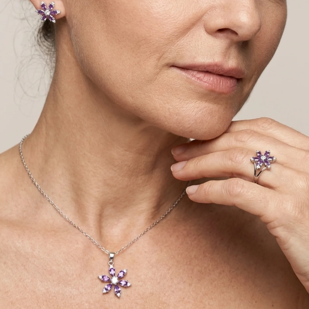 Sada šperků Amethyst Bloom | Bílé zlato