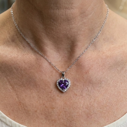 Náhrdelník Amethyst Heart Radiance | Bílé zlato