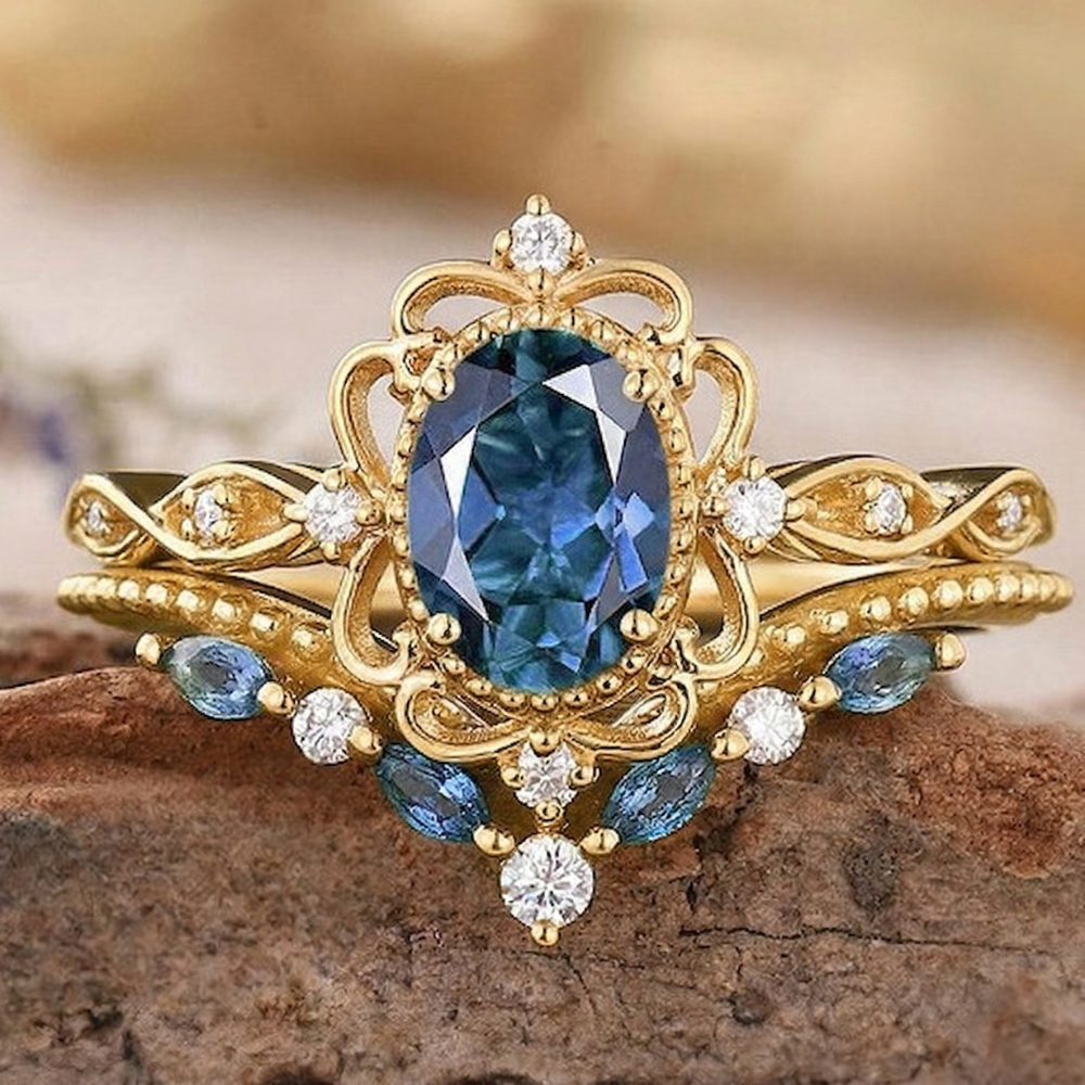 Sada prstenů Azelia Sapphire Crown | Zlato