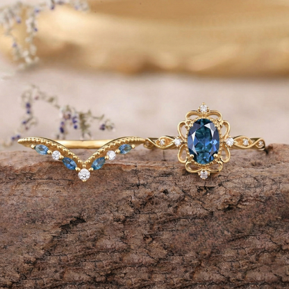 Sada prstenů Azelia Sapphire Crown | Zlato