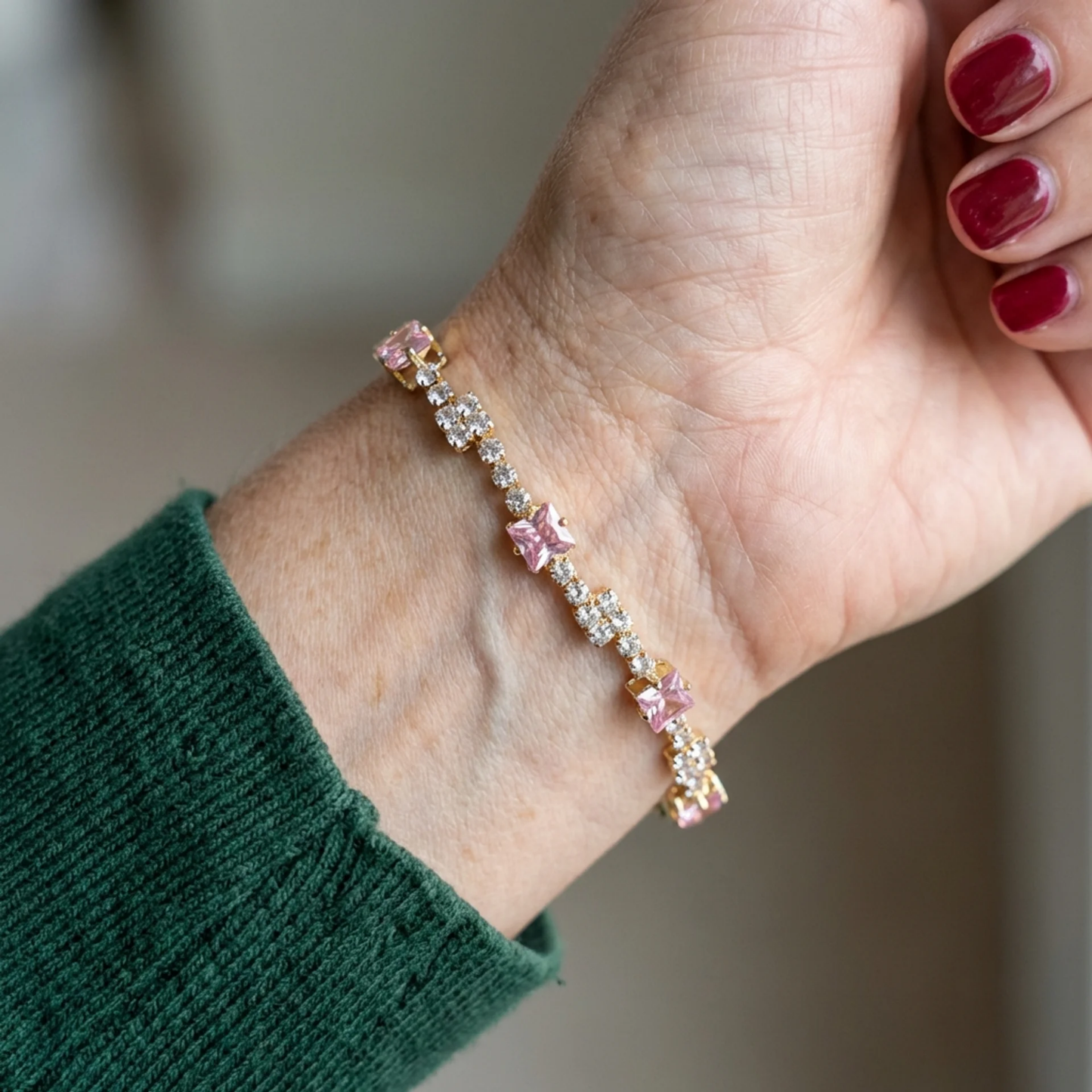 Náramek Blush Squares Tennis | Zlato