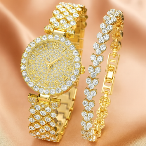Luxe Radiance Zlaté Hodinky a Náramek | Zlatá