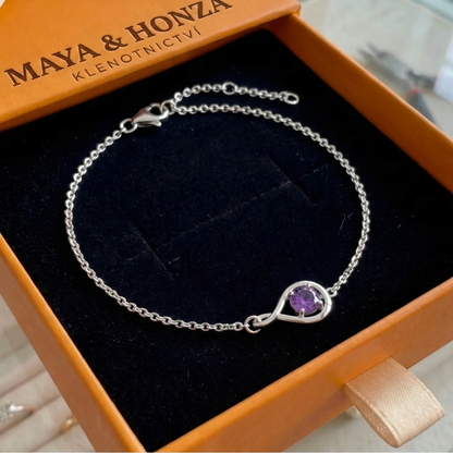 Náhrdelník Amethyst Infinity | Bílé zlato