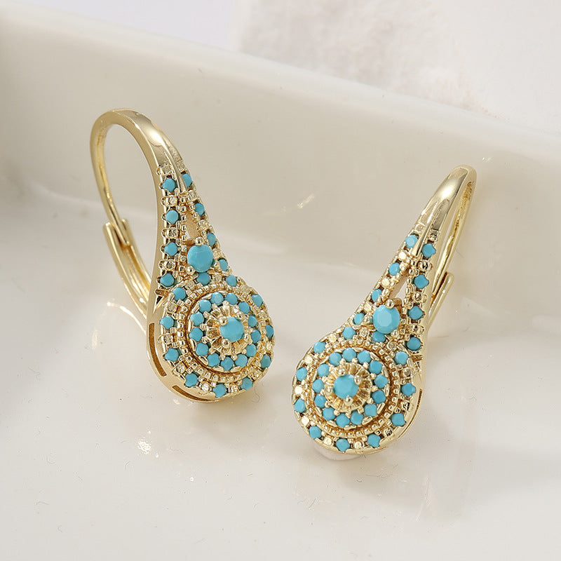 Náušnice Valenne Turquoise Cluster | Zlato