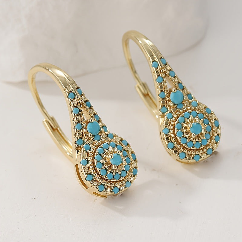 Náušnice Valenne Turquoise Cluster | Zlato