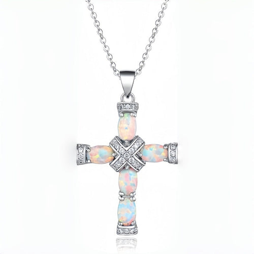 Lumen Opal Křížový Náhrdelník | Zlato