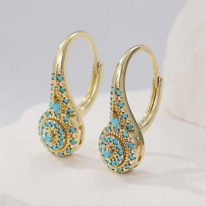 Náušnice Valenne Turquoise Cluster | Zlato