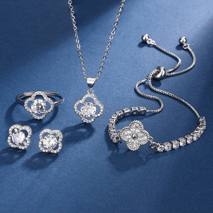 Aria Clover Charm Set | Bílé zlato
