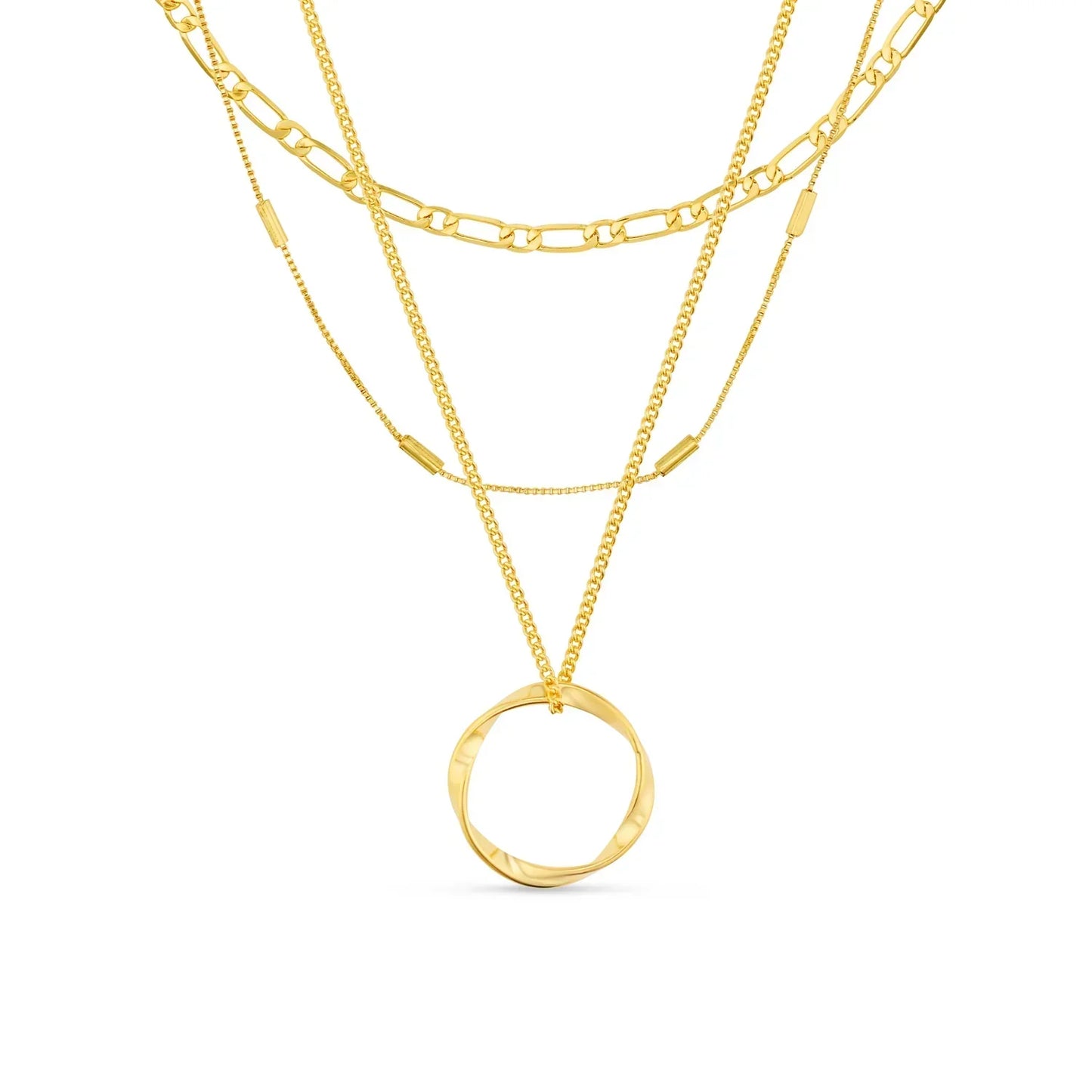 Náhrdelník s otevřeným kruhem ve třech řadách | Bílé zlato