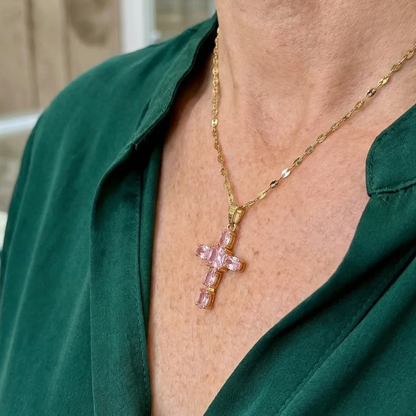 Náhrdelník s křížem Rose Faith | Zlato