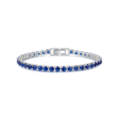 Sapphire Tennis Náramek | Bílé Zlato