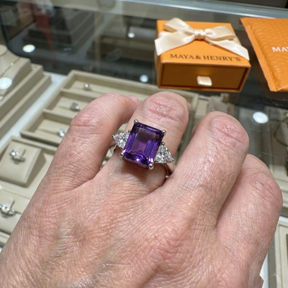 Prsten Trinity Amethyst | Bílé zlato