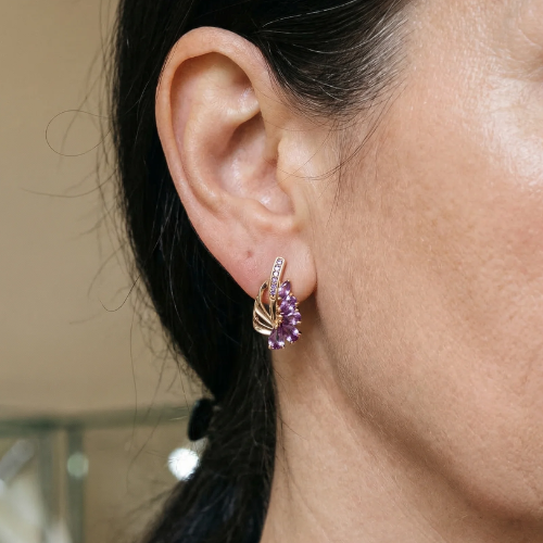 Viorelle Náušnice s amethystovými křídly | Růžové zlato