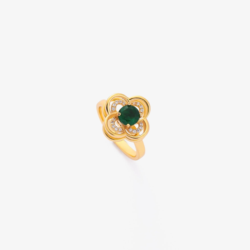 Kroužek Clover Halo Emerald | Zlato