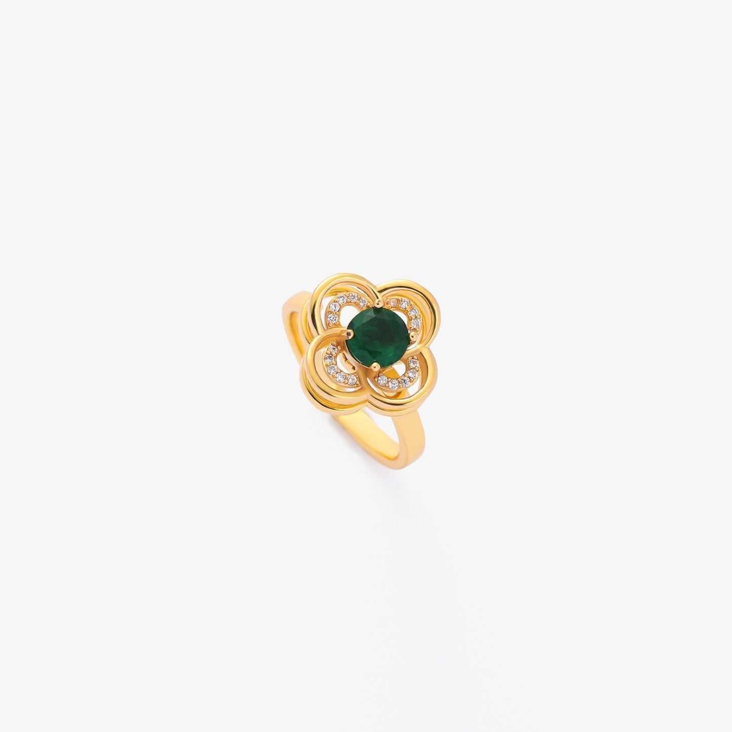 Kroužek Clover Halo Emerald | Zlato