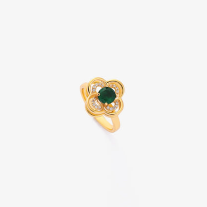 Zelený točící prsten Clover Halo | Zlato