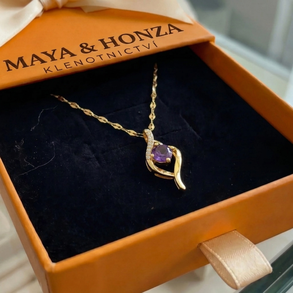 Náhrdelník Vespera Amethyst Swirl | Zlato