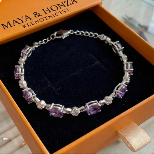 Náramek Amethyst Starlight | Bílé zlato