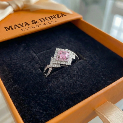 Couture Pave Square Ring | Bílý zlato