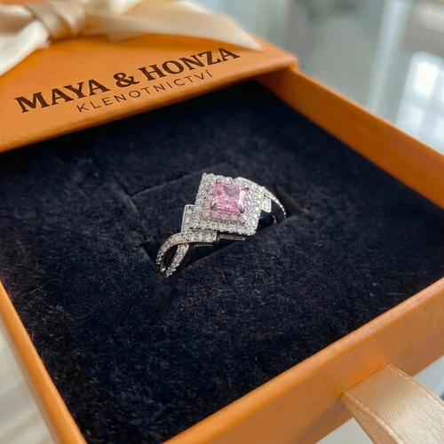 Couture Pave Square Ring | Bílý zlato