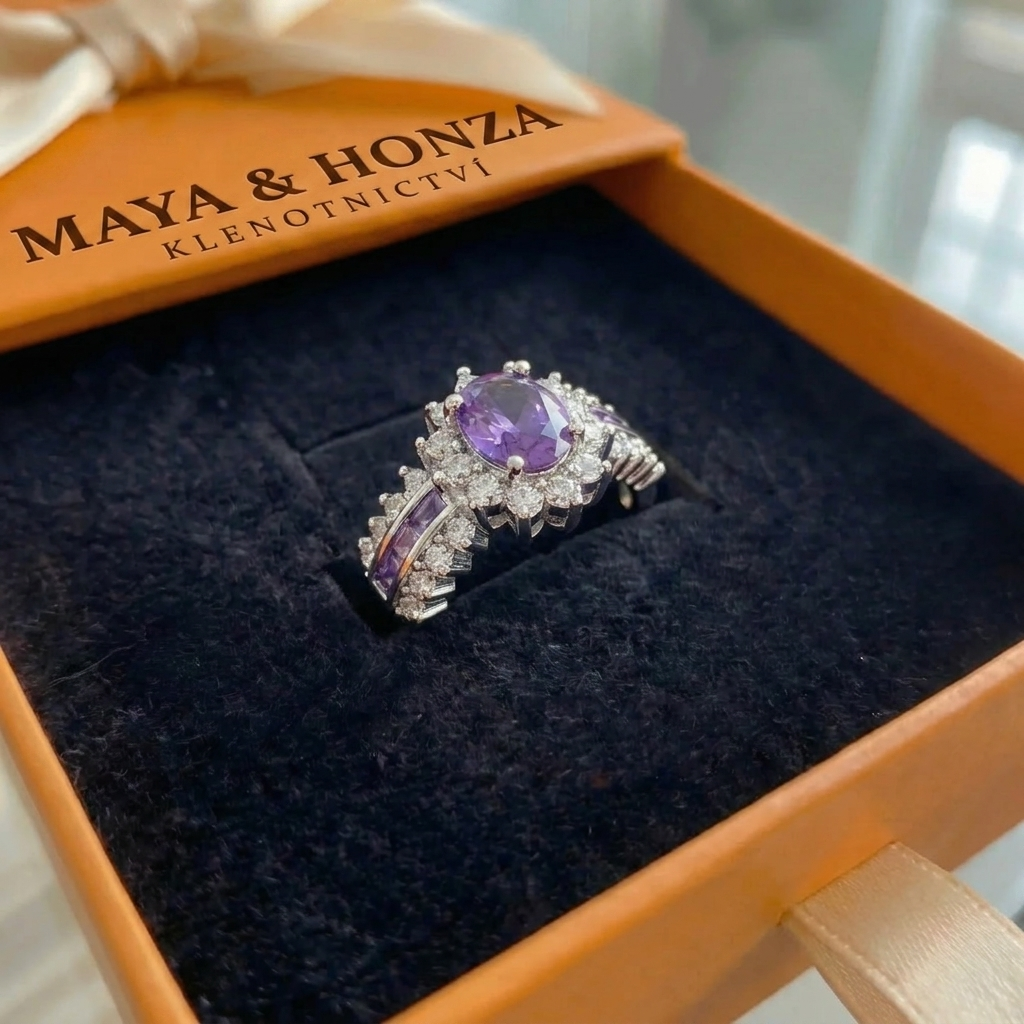 Prsten Amethyne Twilight Crown | Bílé zlato