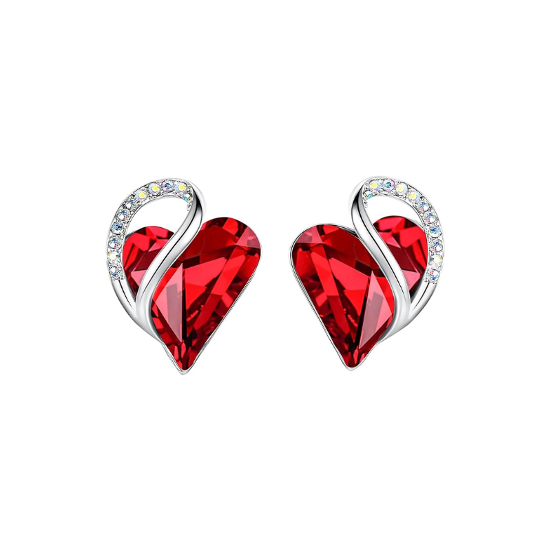 Náušnice srdce Infinity Ruby | Bílé zlato