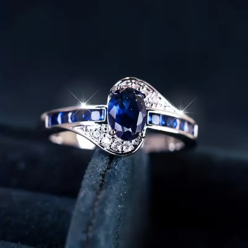 Sapphire Flow Ring | Bílé zlato