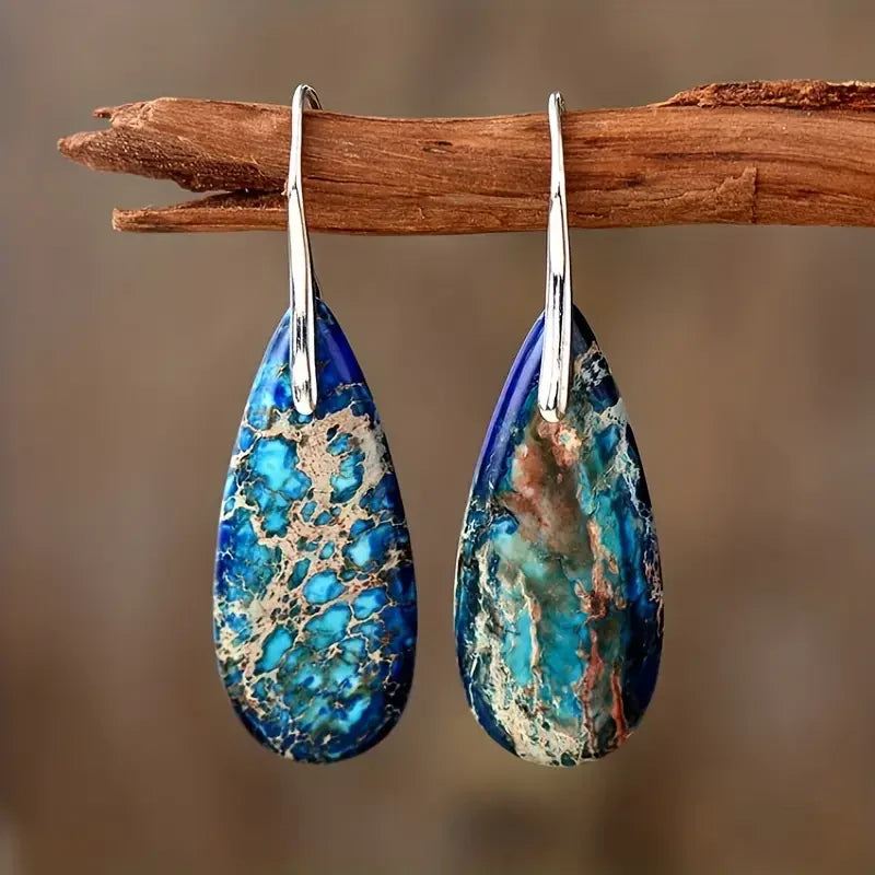 Náušnice Azure Ocean Stone | Bílé zlato