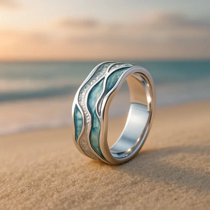 Seasilver Ripple Prsten | Bílé Zlato