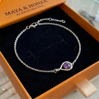 Náramek Amethyst Infinity | Bílé zlato