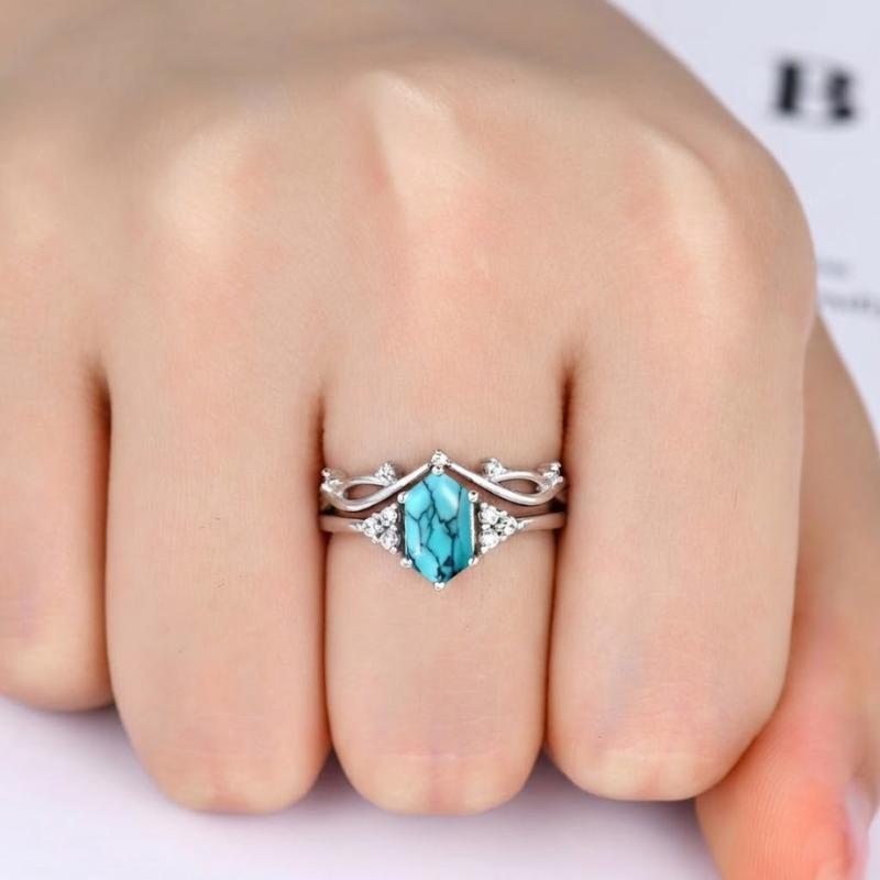 Elarin Sea Crest Ring Set | Bílé zlato