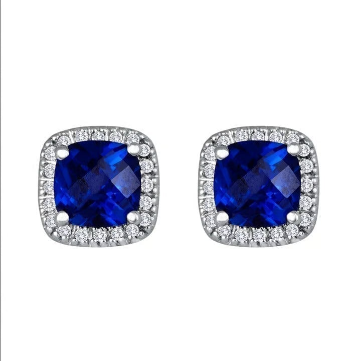 Náušnice Saphir Square Stud | Bílé zlato